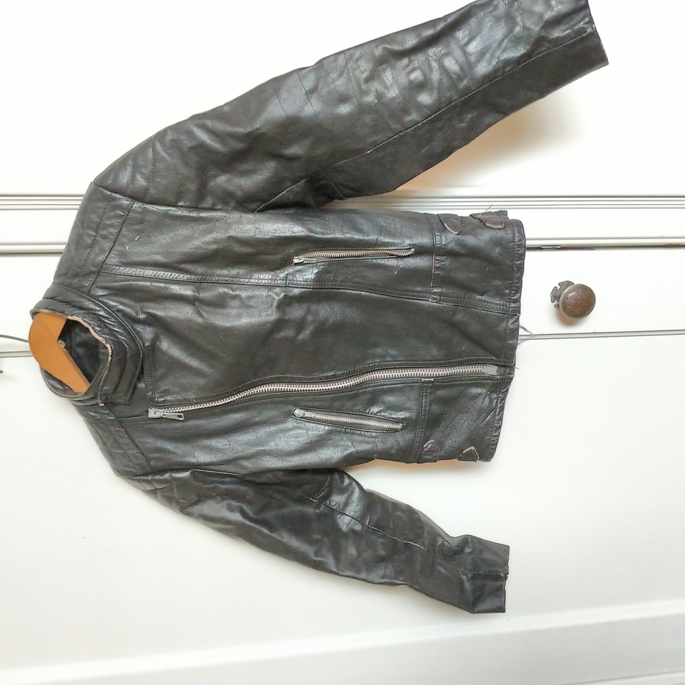 Vintage leather motorcycle jacket